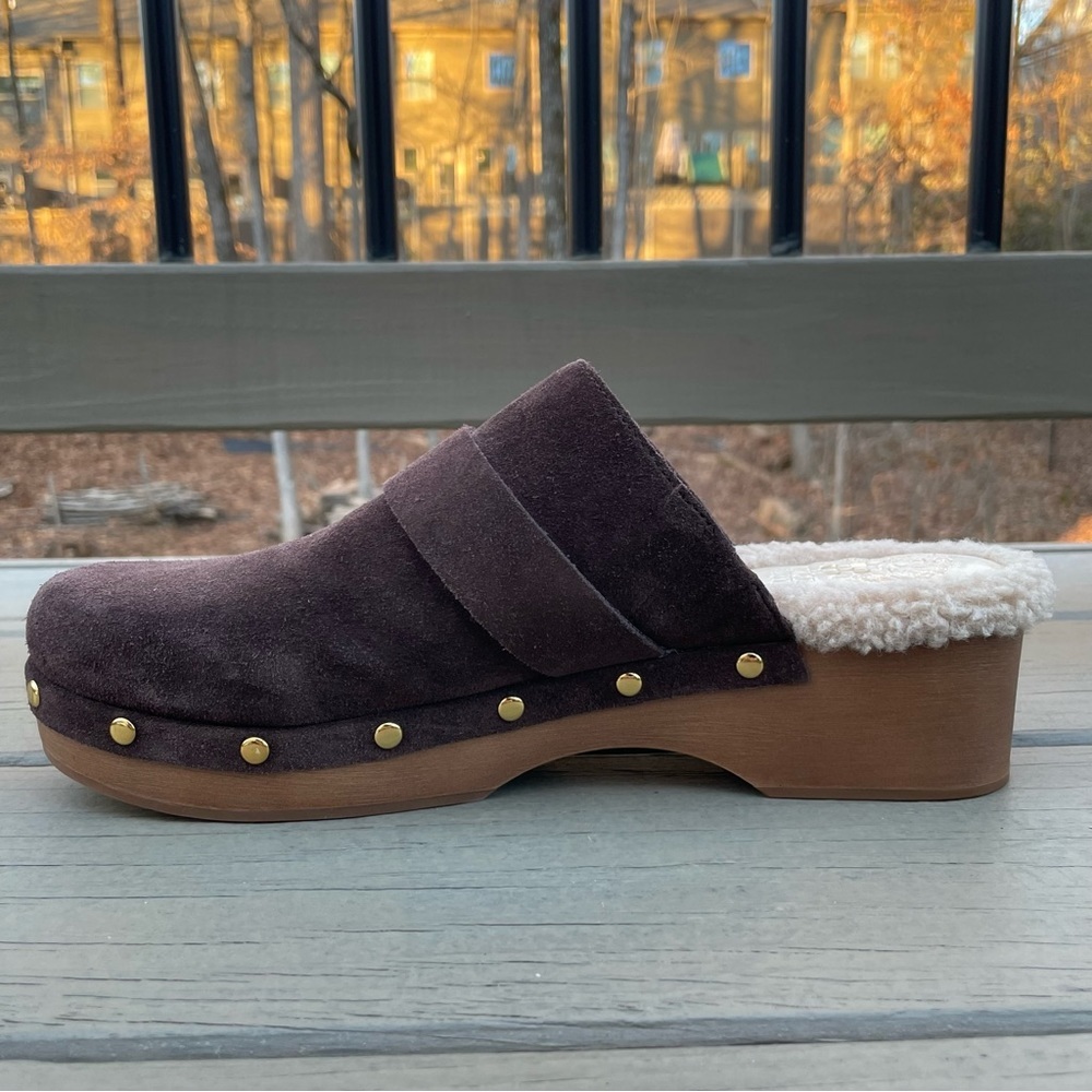NWOB Vince Camuto Canzenee Sherpa Clogs in Rootbeer Suede size 9 - Picture 12 of 16
